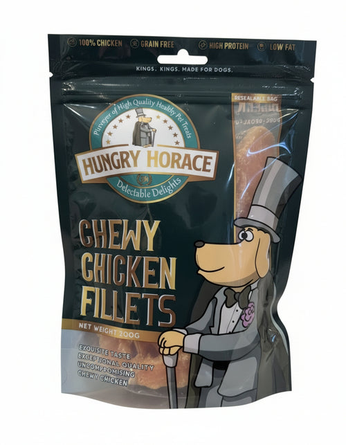 Picture of the front of  Hungry Horace Chewy Chicken Fillets in there 200g Packaging