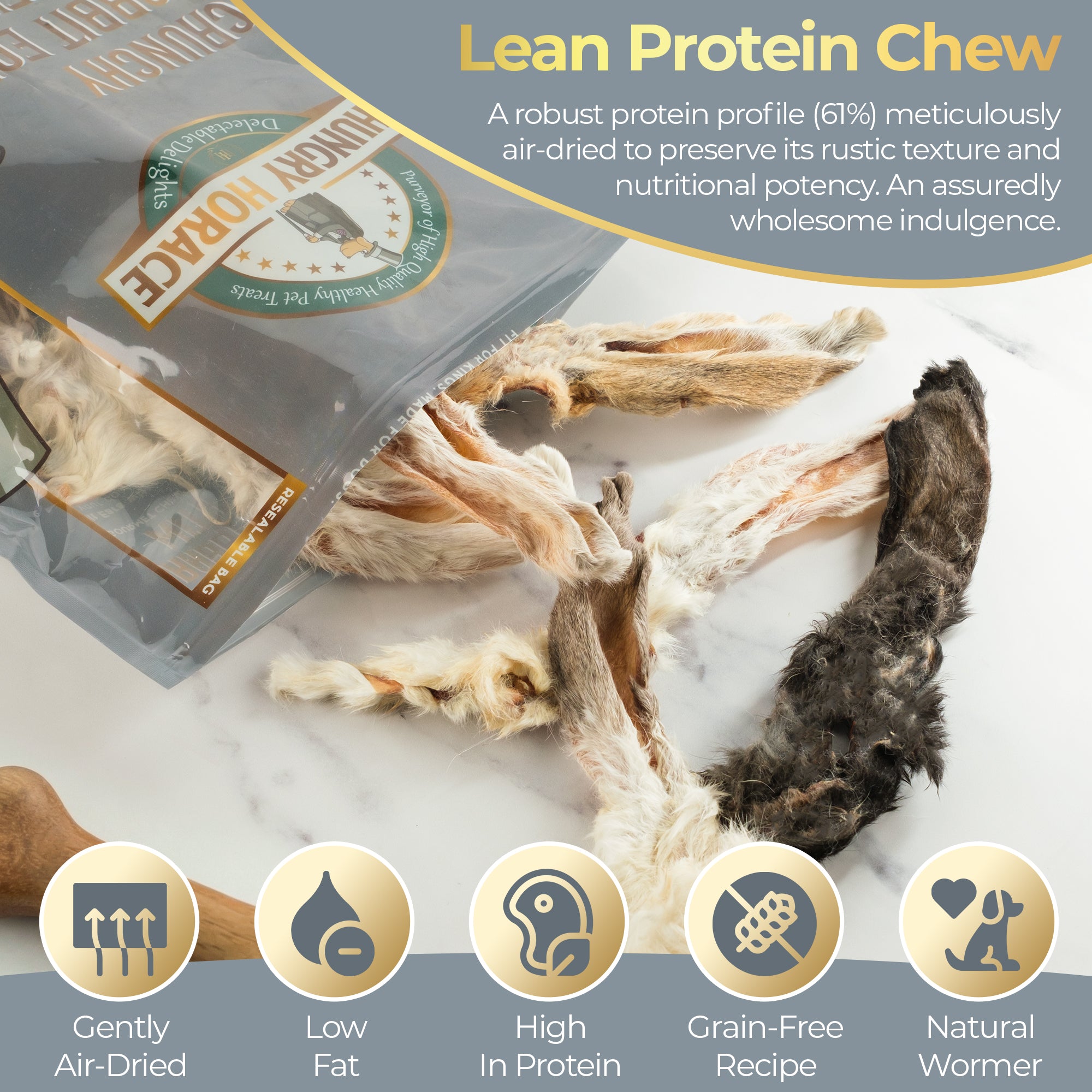 Crunchy Rabbit Ears with Fur 200g