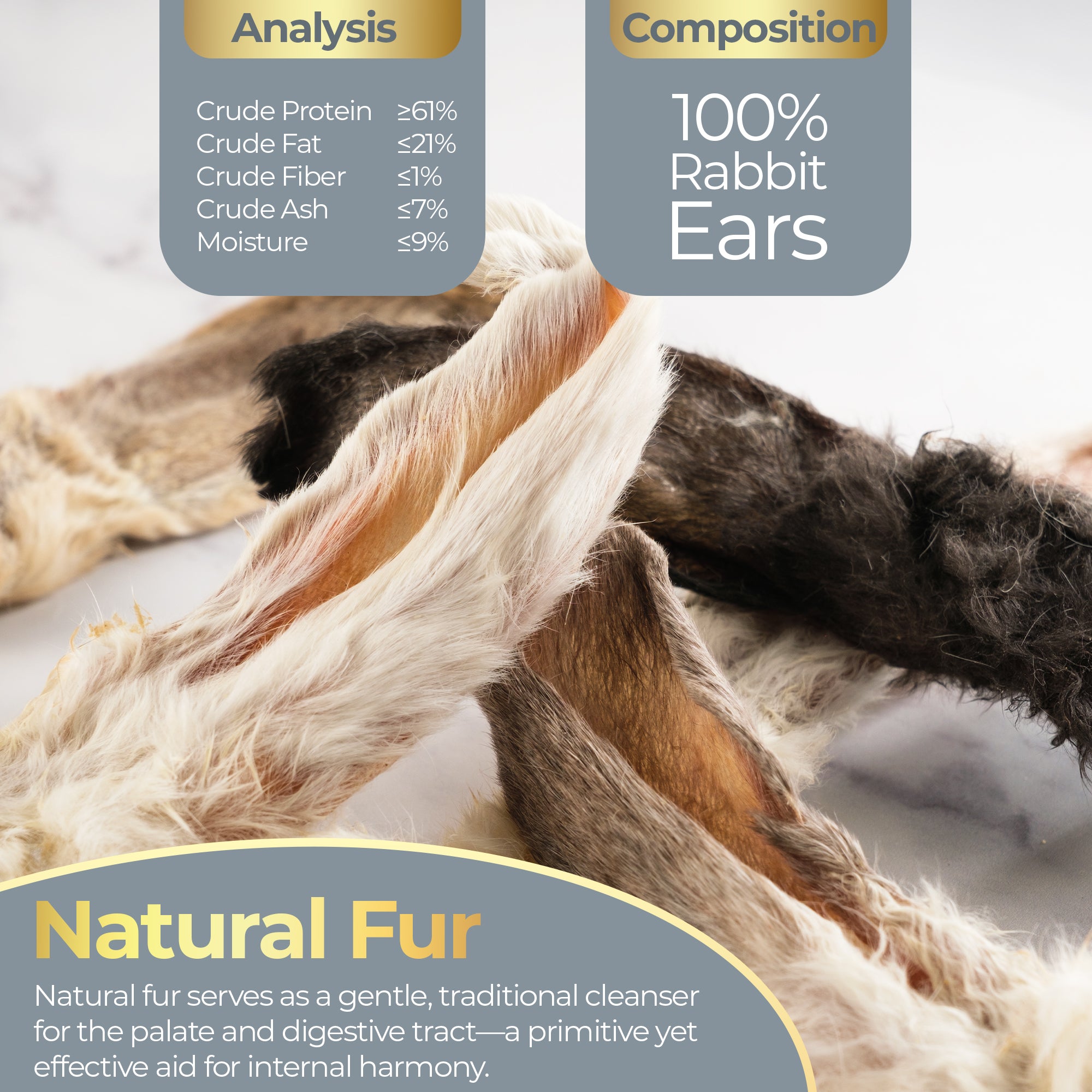 Crunchy Rabbit Ears with Fur 200g